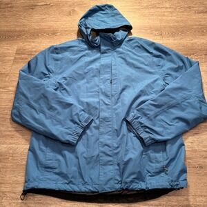 Vintage Eddie Bauer Jacket Mens XL Blue Performance System Nylon Hooded Full Zip